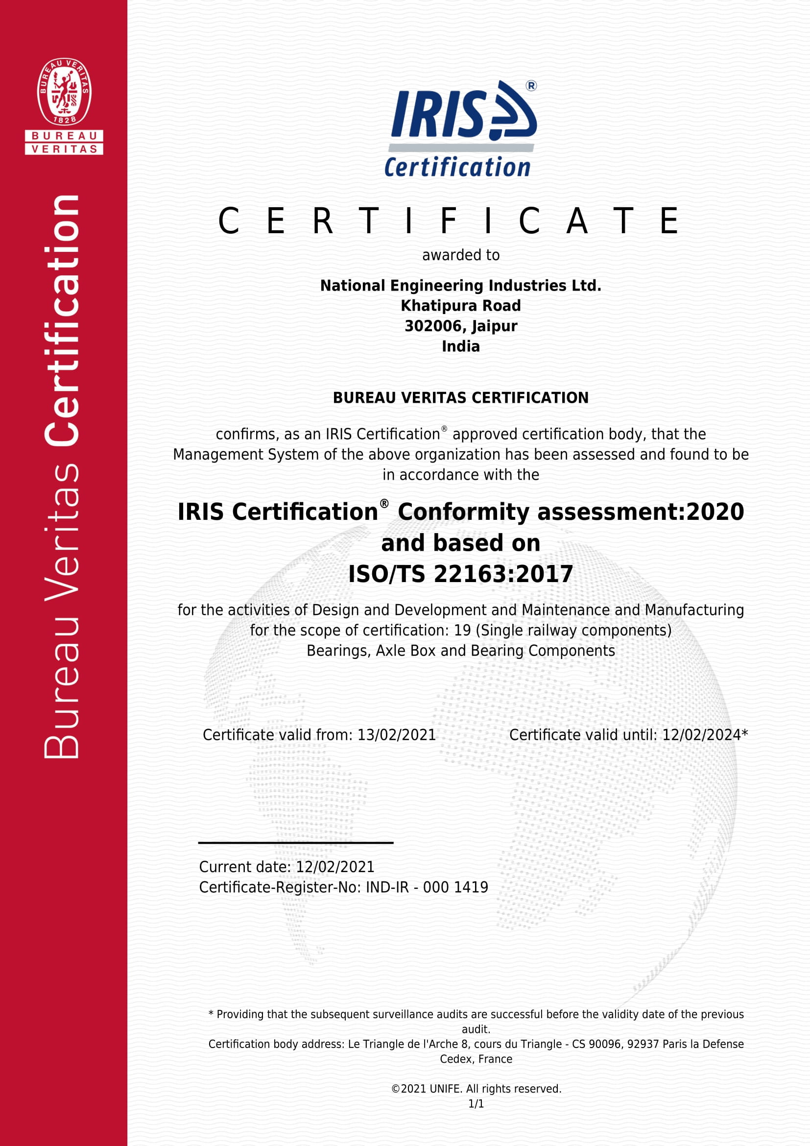 IRIS Certification | National Bearing Company
