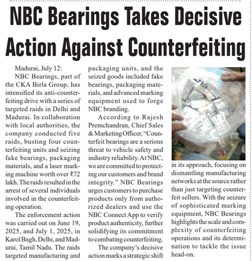 NBC Bearings Cracks Down on Counterfeiters